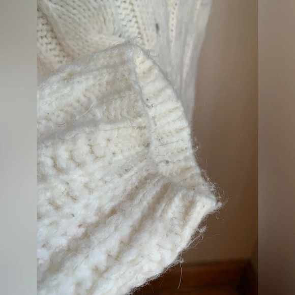 Anthropologie Ramona Chunky Cable Knit V-Neck Sweater  Ivory Alpaca xs - Picture 6 of 11